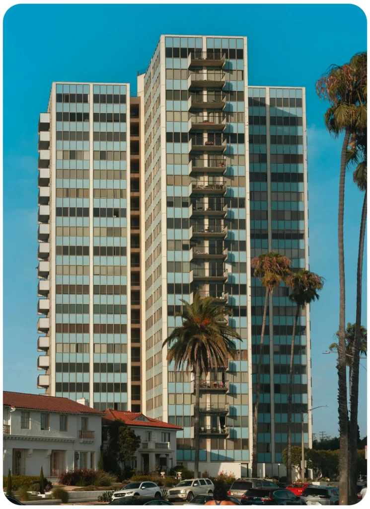 A photograph of the Galaxy Towers in Long Beach California